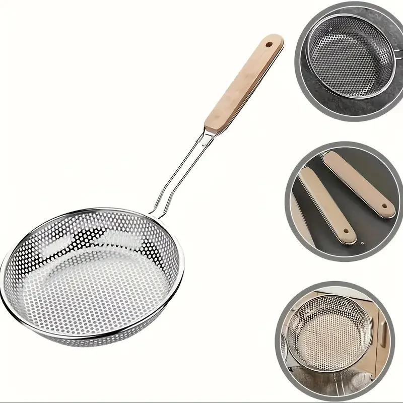 WONGIRL Premium Stainless Steel Colander with Wooden Handle