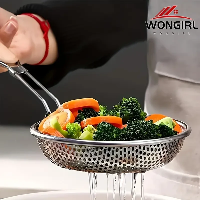 WONGIRL Premium Stainless Steel Colander with Wooden Handle