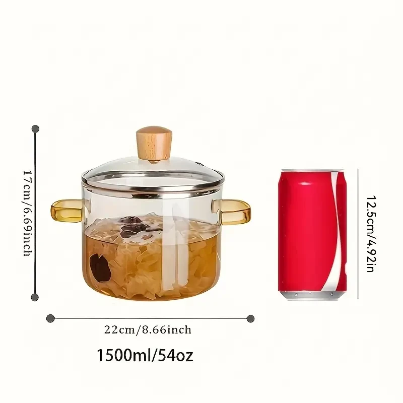 LDQ 1.5L Heat-Resistant Glass Simmer Pot
