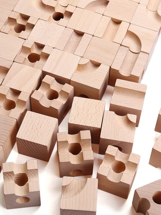 Wooden Building Blocks Assembled Puzzle Track Ball