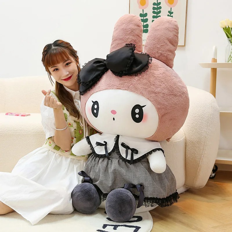Oversized Sanrio Hello Kitty, Kuromi, and Melody Stuffed Toys