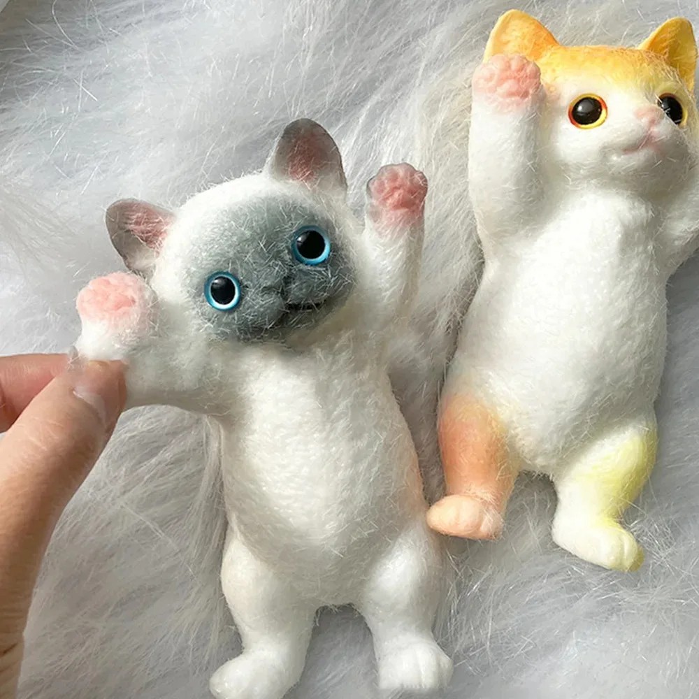 Squishy Cute Flocking Cat Stress Relief Toy - Extra Large Sensory Fidget Toy