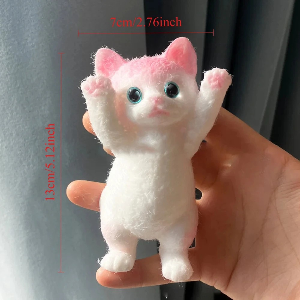Squishy Cute Flocking Cat Stress Relief Toy - Extra Large Sensory Fidget Toy