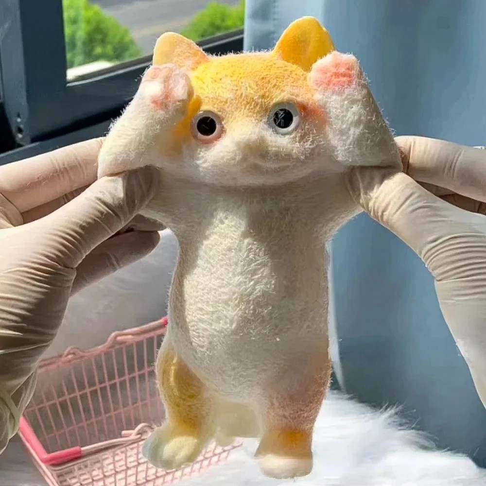 Squishy Cute Flocking Cat Stress Relief Toy - Extra Large Sensory Fidget Toy