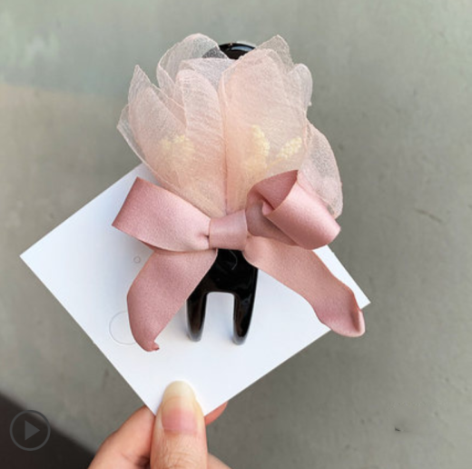 Hairpin back head grabbing clip Korean version of flower hair grabbing medium Korean fabric hairpin