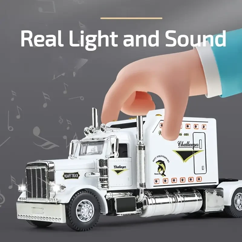 1pc 1/24 Diecast Truck Metal Model Car Toys with Light and Sound