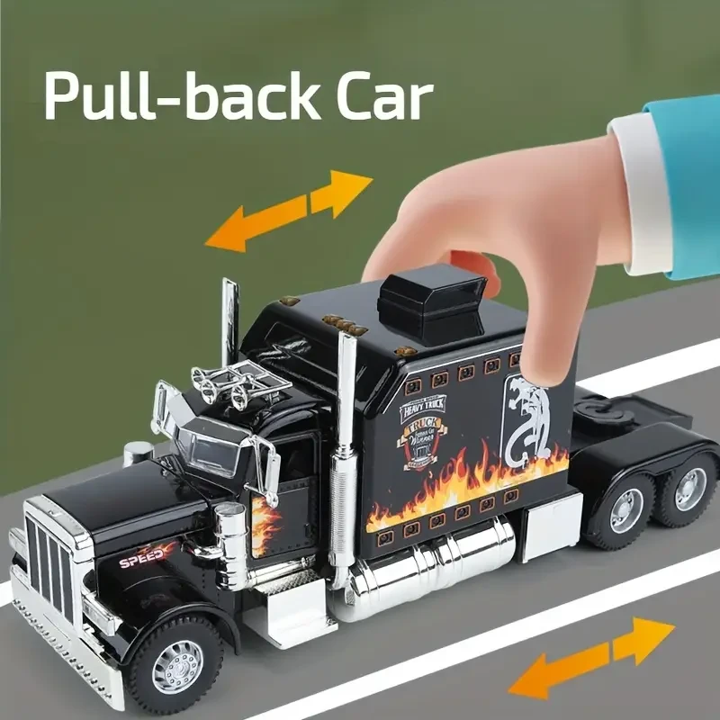 1pc 1/24 Diecast Truck Metal Model Car Toys with Light and Sound