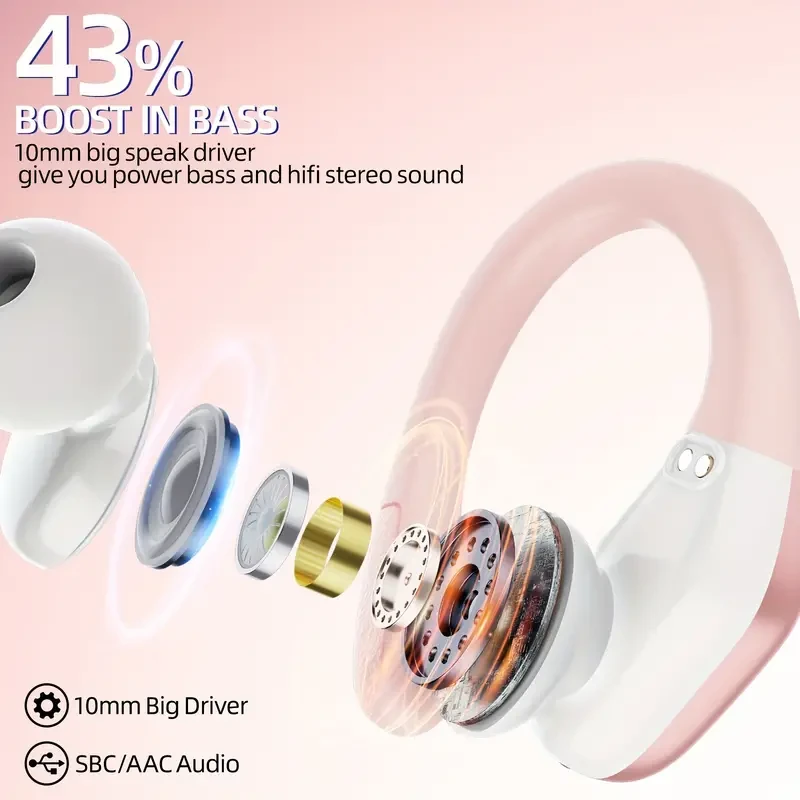 Sport Wireless Earbuds - BT TWS Headphones with LED Display & CVC 8.0 Noise Cancelling Mic for iPhone & Android