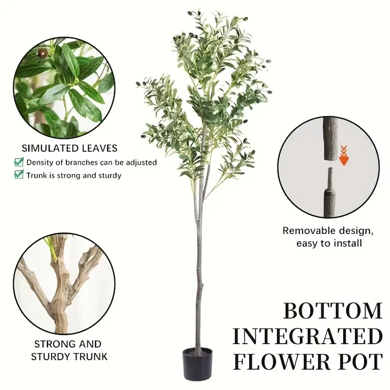 1pc Artificial Olive Tree - Realistic Green Foliage