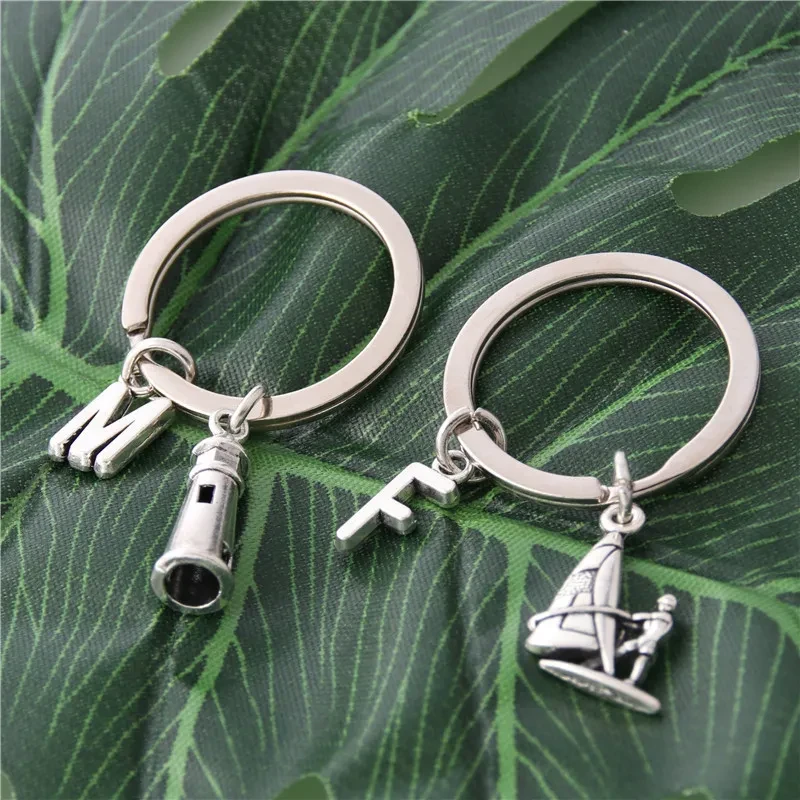 Telescope Sailboat Double Circle Simple Accessories Keychain