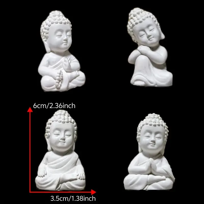 4pcs Serene White Resin Buddha Figurines