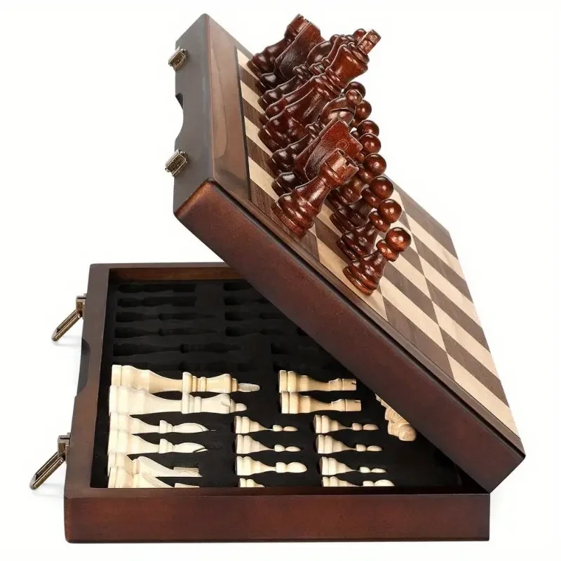 Wooden Chess Set Foldable, 38.1cm/15inch
