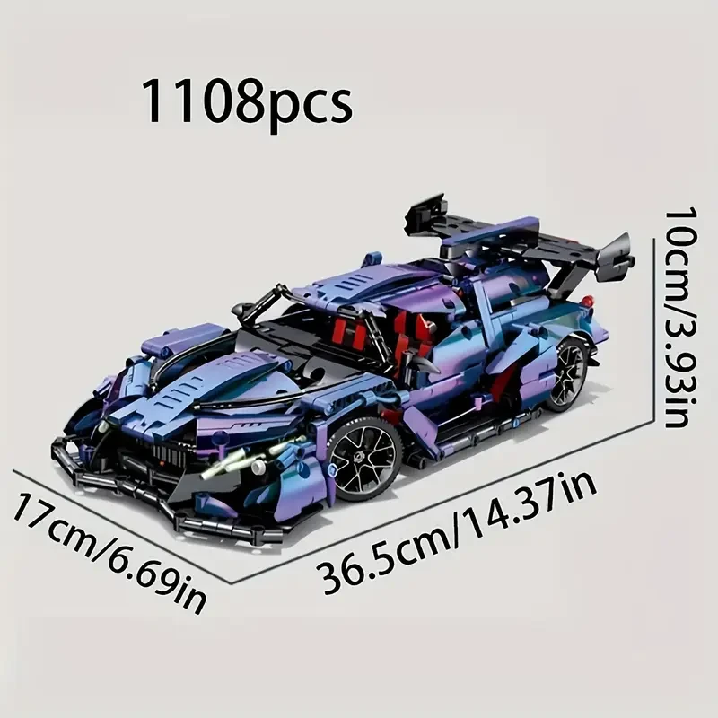 Gradient Sports Car Building Blocks Set, 3D Adult Assembly Toy
