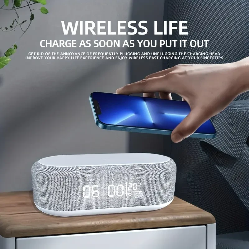 Wireless Charger Time Alarm Clock LED Light