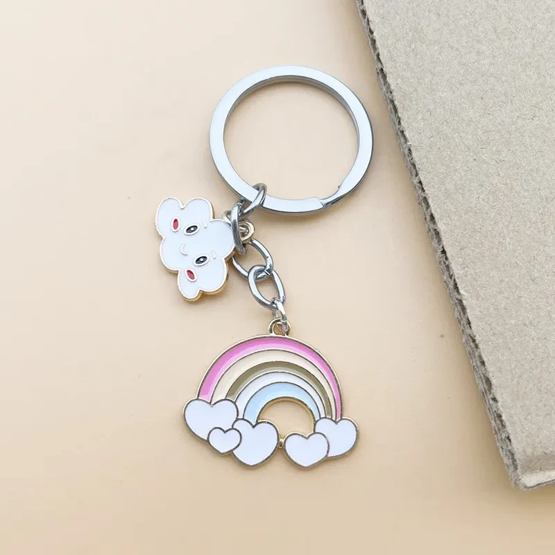 Women's Simple White Cloud Rainbow Key Chain