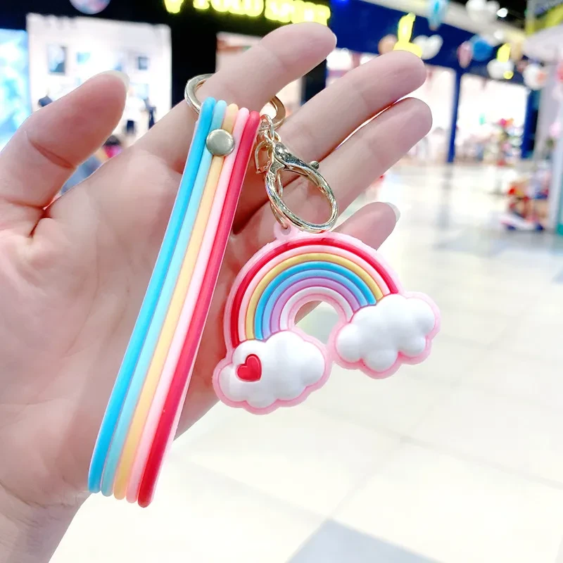 Creative Simple Rainbow Keychain Cloud Girl Heart Pendant