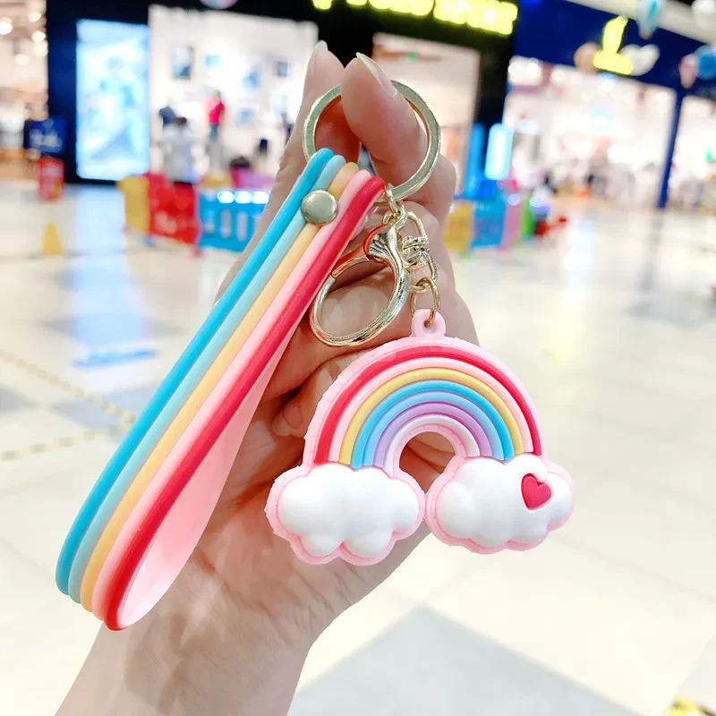Creative Simple Rainbow Keychain Cloud Girl Heart Pendant