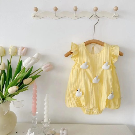 Infant Rompers Flounced Sleeve Triangle Rompers