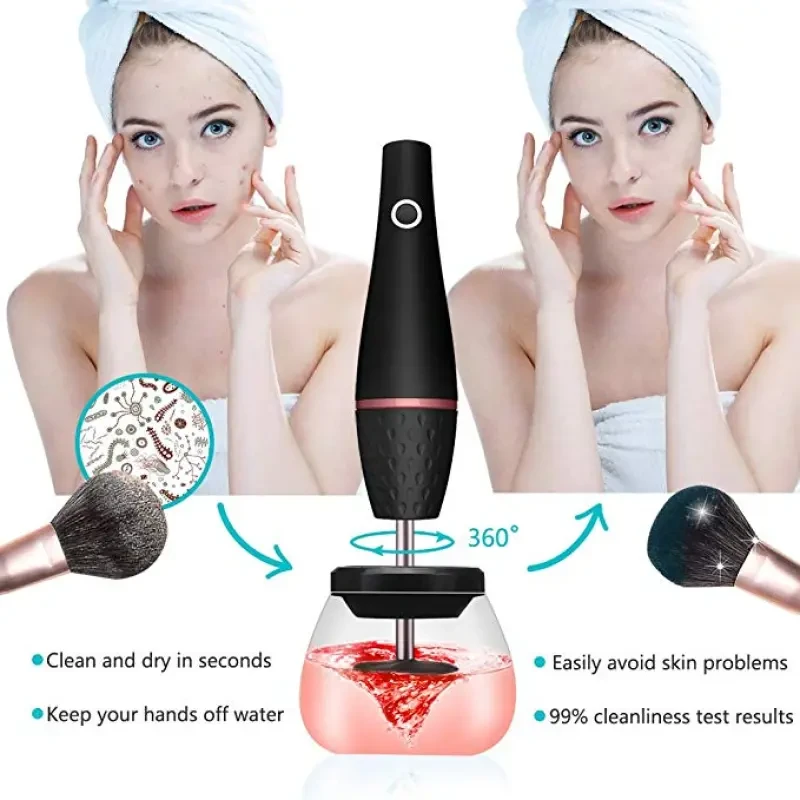 Electric Makeup Brush Cleaner  Automatic Brush Cleaner for Quick and Efficient Cleaning with Multiple Brush Attachments