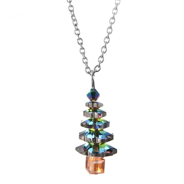 Temperament Crystal Christmas Tree Pendant Necklace