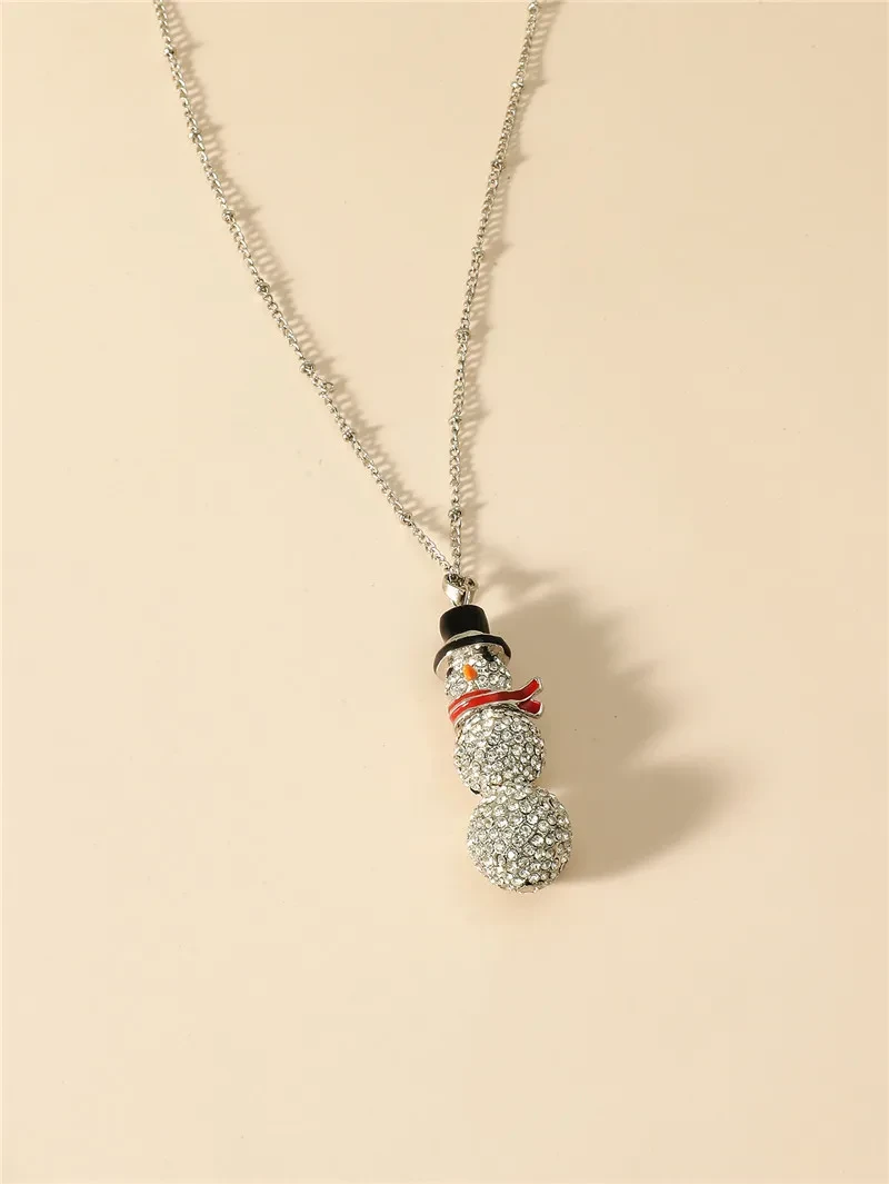 Personalized Zircon Snowman Pendant Clavicle Chain