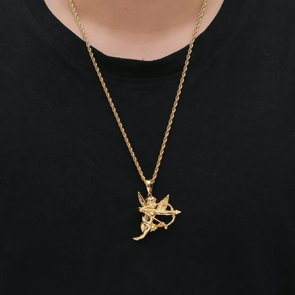 Solid Angel Shape Couple Necklace Pendant