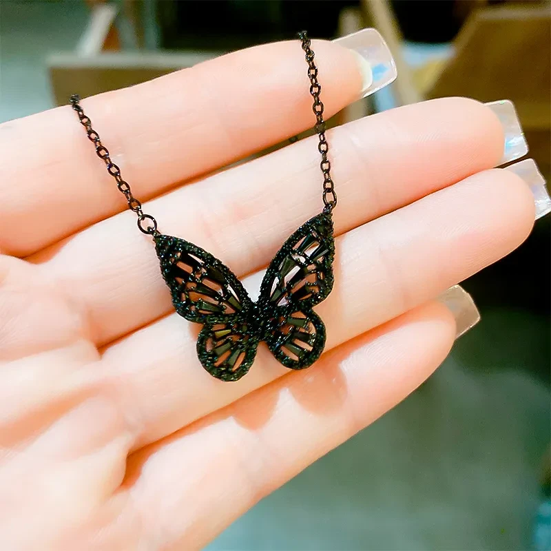 Dark Wind Black Zircon Pendant Necklace