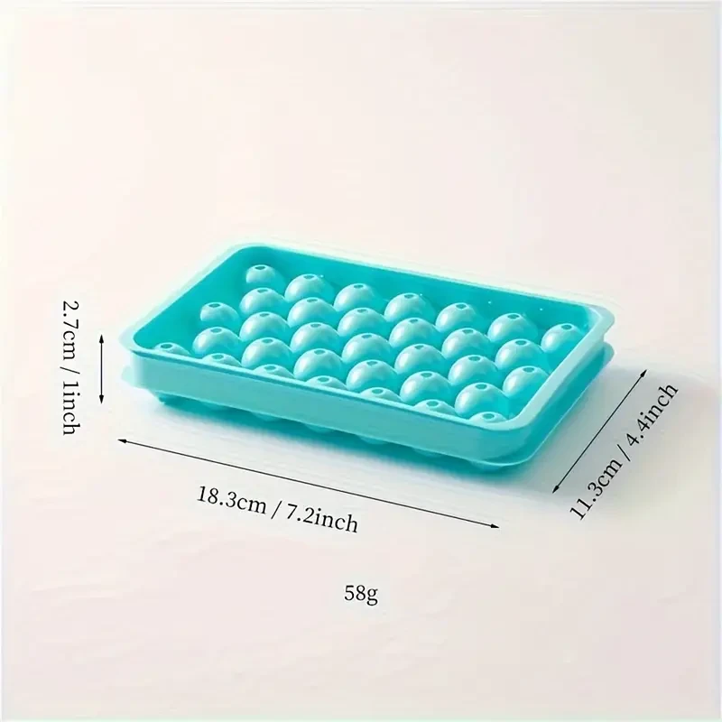 33-Grid Round Ice Cube Tray - Lead-Free, BPA-Free, Easy-Release, Dustproof & Glossy Finish