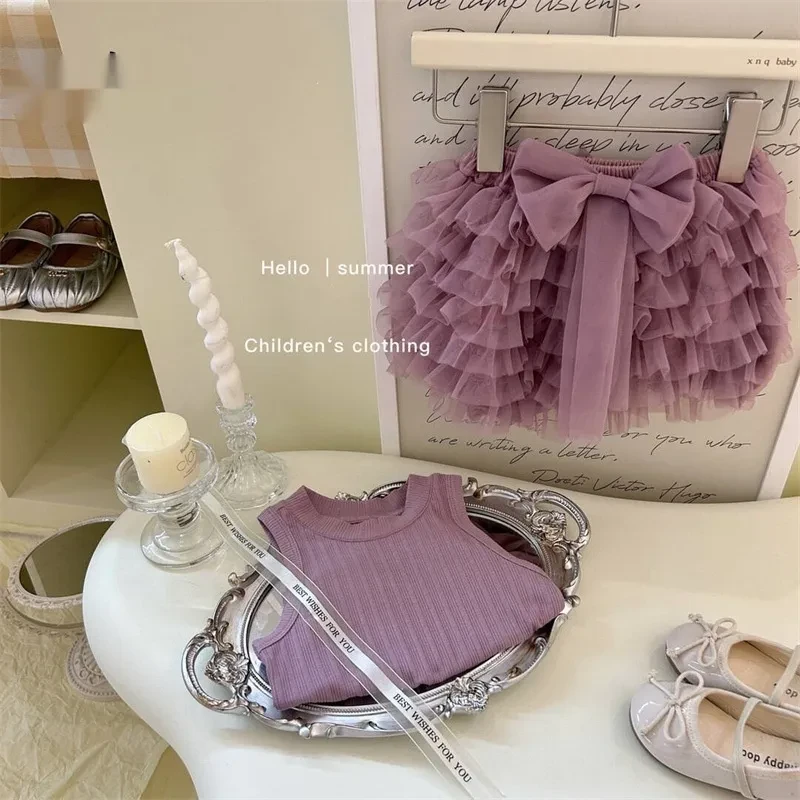 Summer Suit Baby Girls' Purple Vest Top