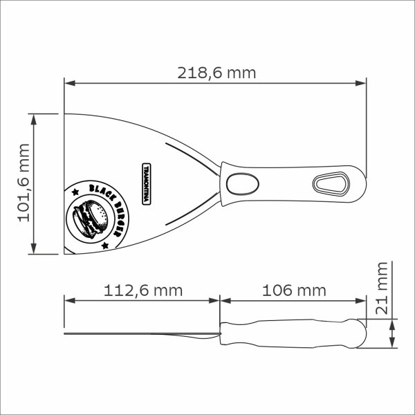 Churrasco Black Barbecue Burger Spatula 4", 11cm - Tramontina