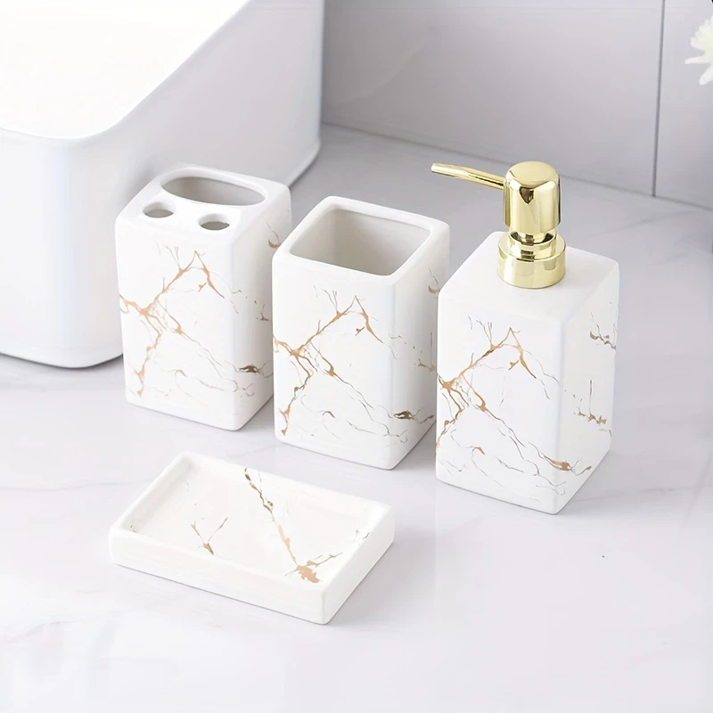 Four-Piece Set of Light Luxury Black and White Hot Stamping Wash Sets