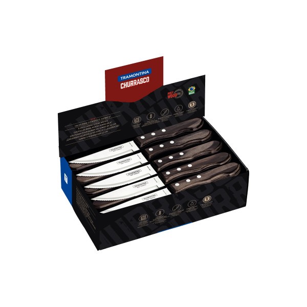 Jumbo Steak Knife with Polywood Handle 5", 12cm - Brown (CDU 48pcs) - Tramontina