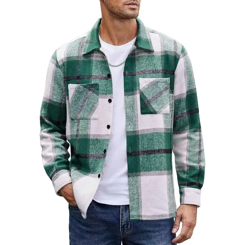 Men's High-end Thermal Plaid Padded Shirt Coat