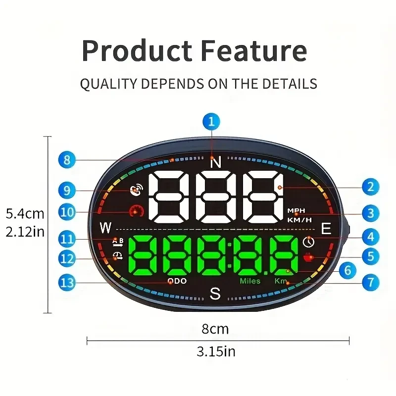 HUD Speedometer with Compass & Overspeed Alarm