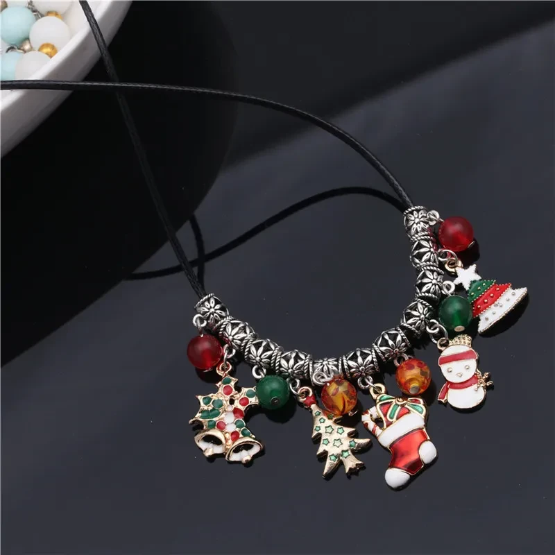Agate Bead DIY Pendant Snowman Necklace