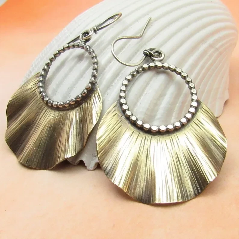 European And American Fashion Leaf Two-tone Earrings