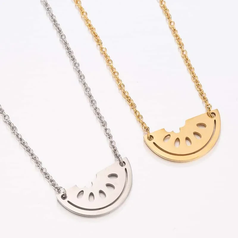 Women's Stainless Steel Watermelon Pendant Necklace