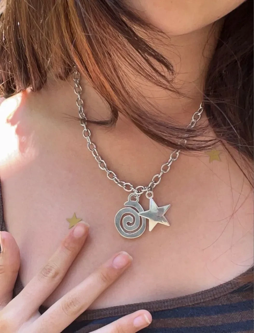 Spiral Symbol Pendant Necklace Vintage Lady