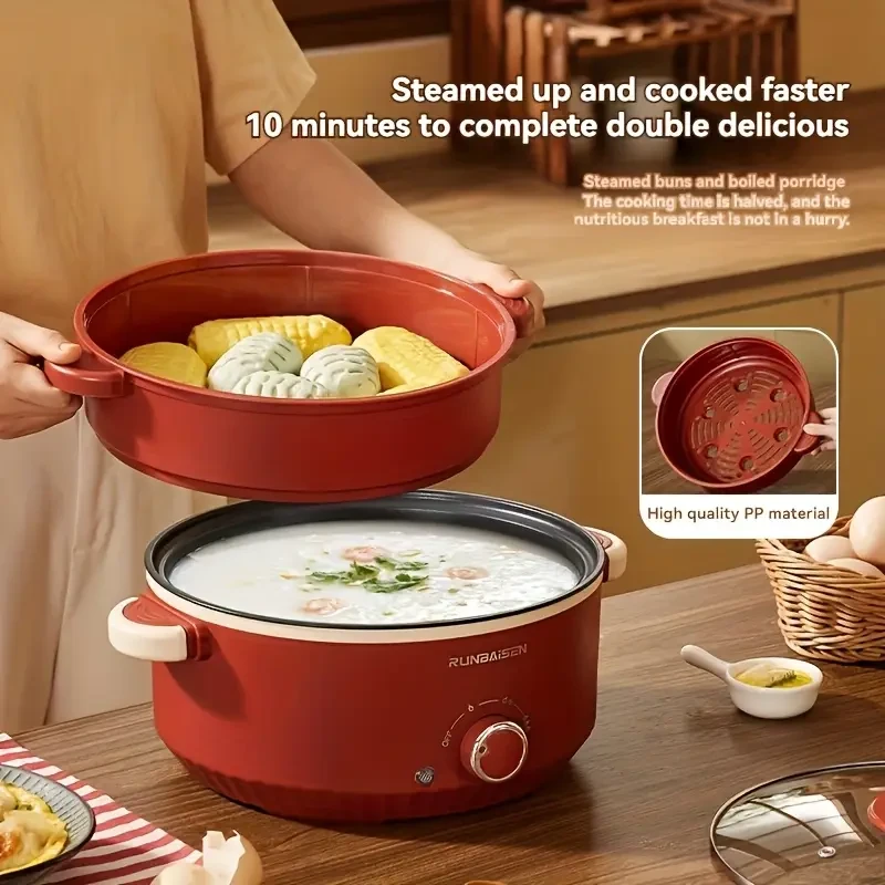 SENTBOWE Multi-Functional Red Electric Cooker with Non-Stick Coating