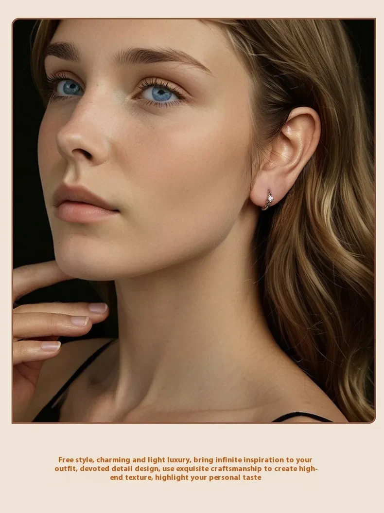 Diamond Plaid Ear Clip S925 Sterling Silver