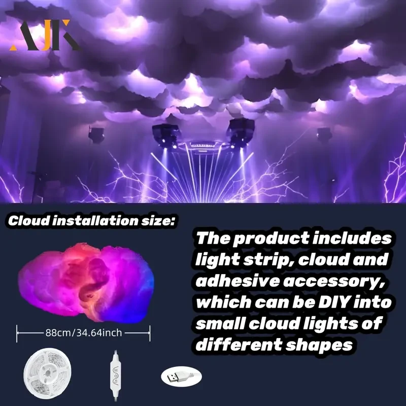 2D Flat, AJK 3D cloud light kit with music synchronization