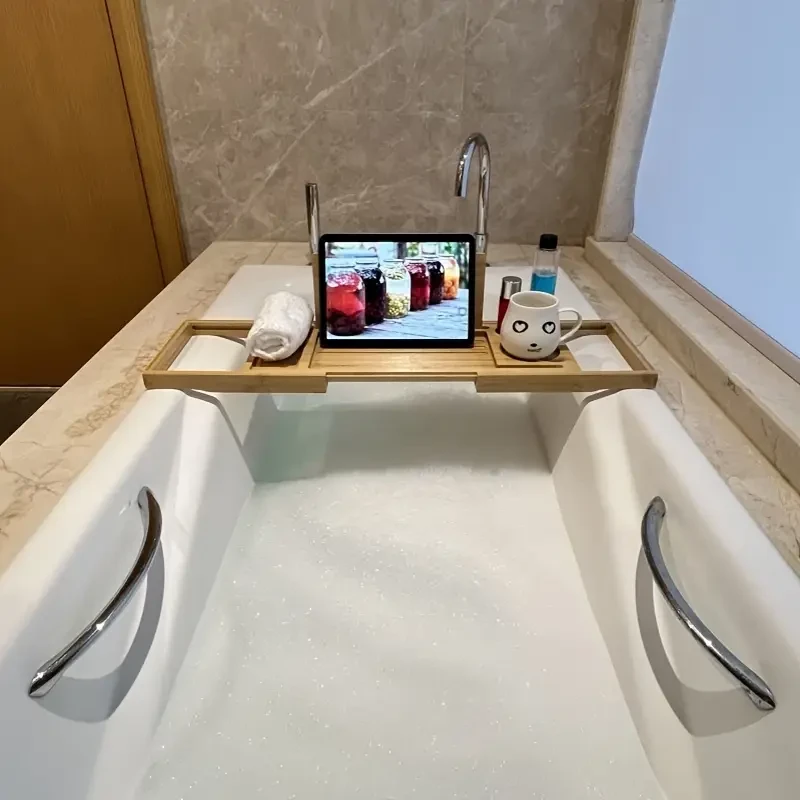 Adjustable Bamboo Bathroom Tray