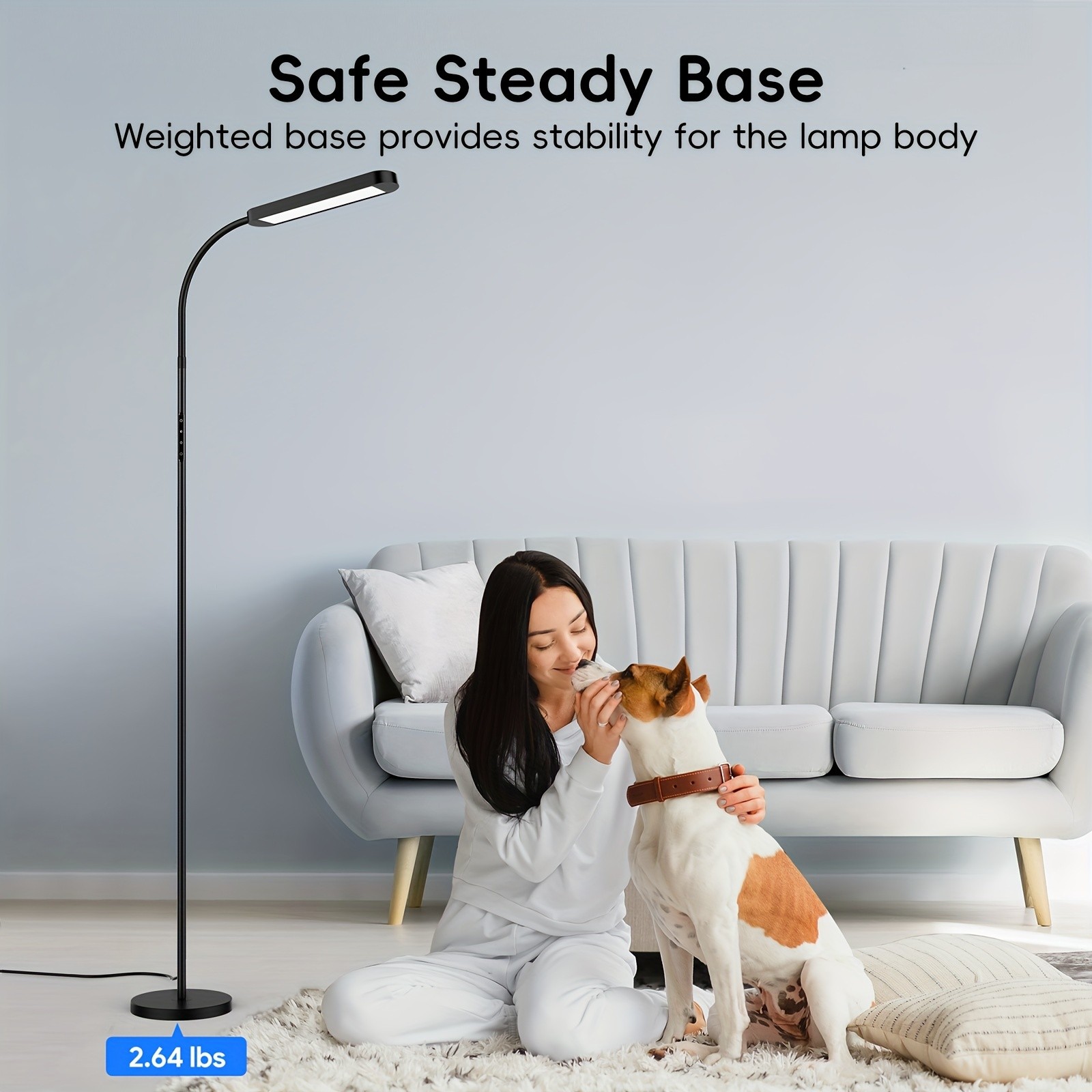 MediAcous Floor Lamp  LED Floor Lamp for Living Room, 5 Colors & Brightness, Stepless Adjustable, Standing Lamp with 1-Hour Timer, Remote & Button Control, Dimmable Reading Floor Lights, Works with Wall Switch