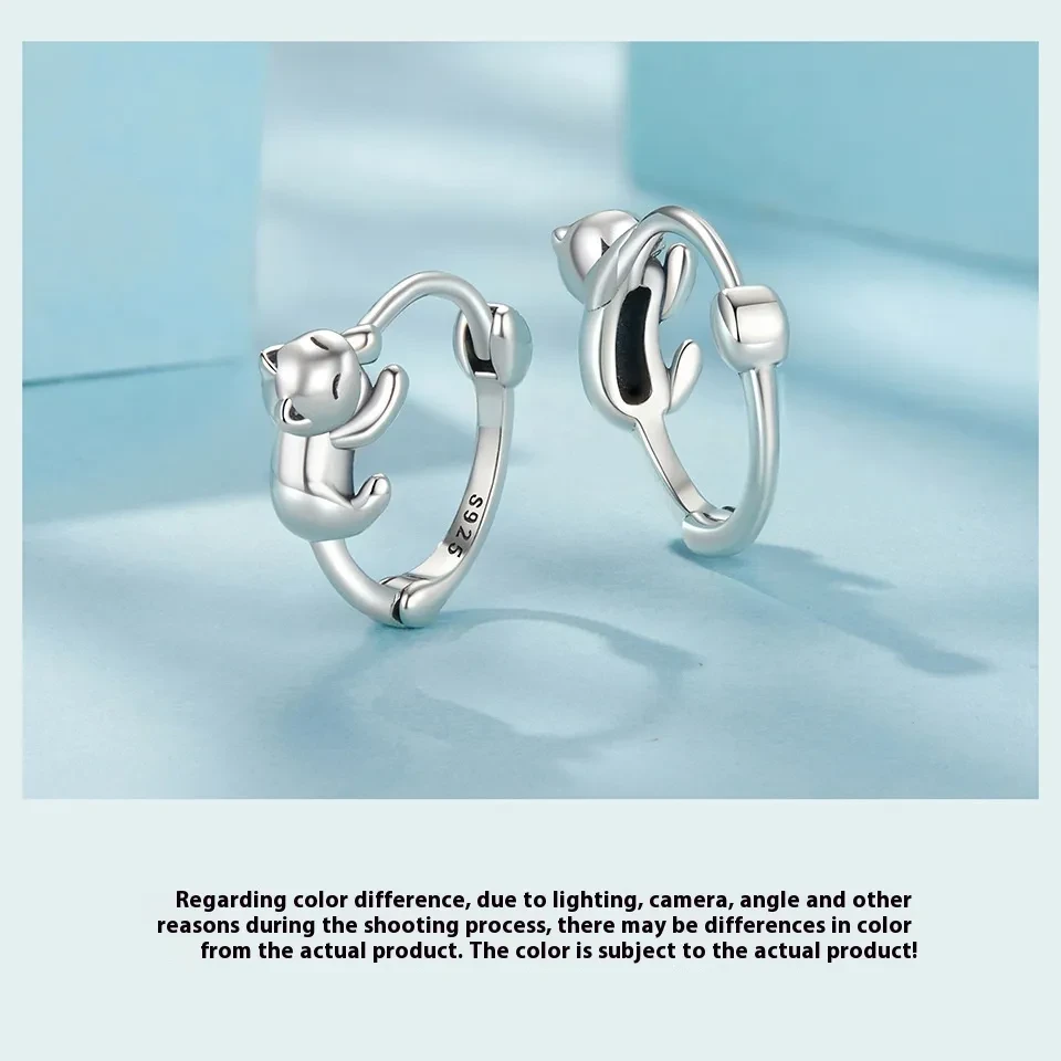 Personality Kitty Ins Style Silver Earrings