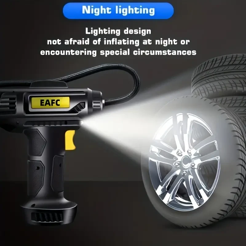 Portable Air Compressor: 150PSI Cordless Car Tire Inflator Pump
