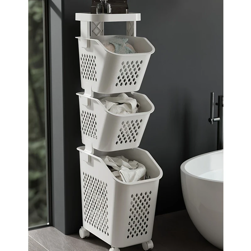 3-Tier Rolling Laundry Basket