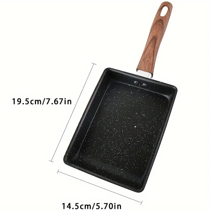 1pc Authentic Japanese Tamagoyaki Pan with Non-Stick Coating and Imitation Wood Handle