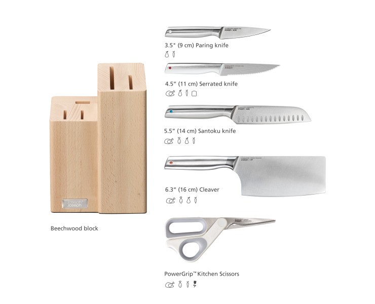 Elevate Fusion 5pc Knife & Scissor Block - Joseph Joseph