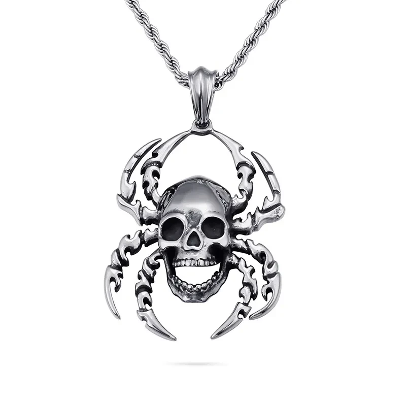 Vintage Punk Titanium Steel Spider Pendant