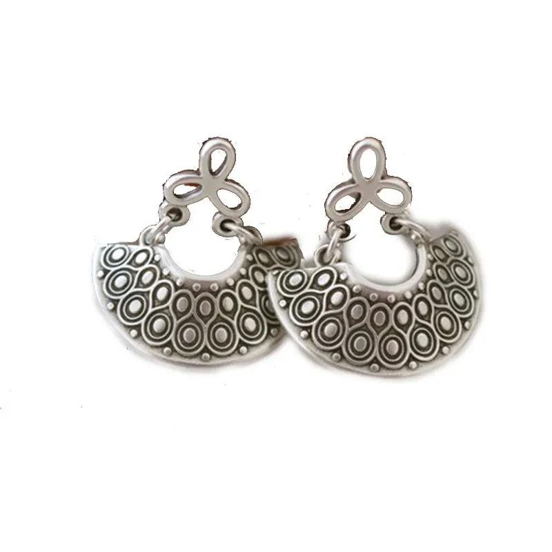 Creative Geometric Carved Fan-shaped Hollow Stud Earrings